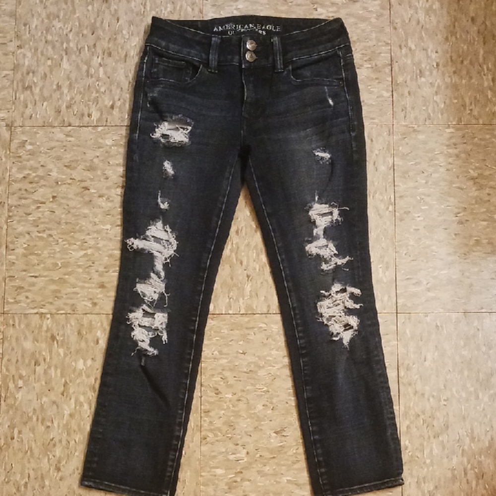 American Eagle Outfitters Black Ankle Cropped Jeans